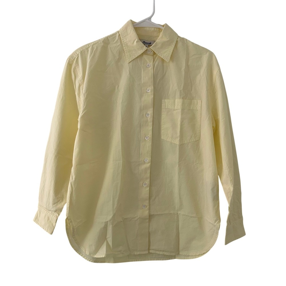 Madewell Womens Yellow The Easy Poplin Cotton Button Down Classic Shirt XS New